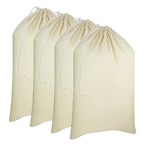 Product Cover COTTON CRAFT - 4 Pack Extra Large 100% Cotton Canvas Heavy Duty Laundry Bags - Natural Cotton - 28