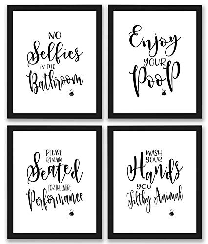 Product Cover TheNameStore Bathroom Quotes and Sayings Art Prints | Set of Four Photos 8x10 Unframed | Great Gift for Bathroom Decor