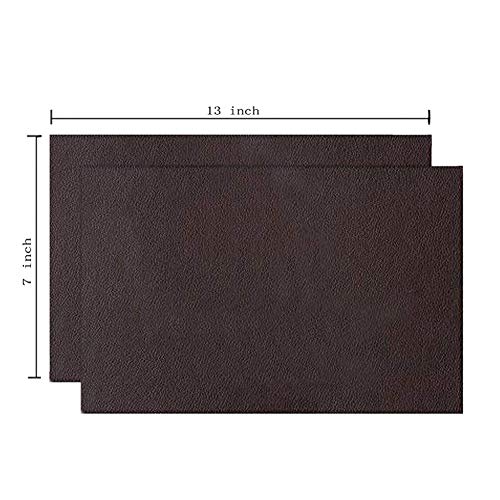 Product Cover 2 Pieces Leather Patch, Adhesive Backing Leather seat Patch for Repair Sofa, Car Seat, Jackets, Handbag, 13 by 7 Inch, Dark Brown