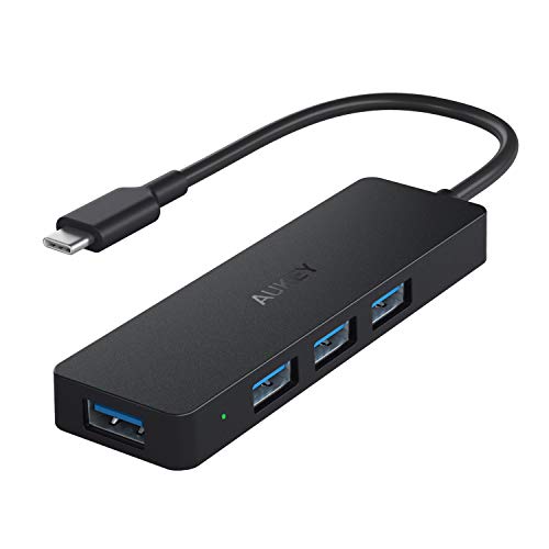 Product Cover AUKEY USB C Hub Ultra Slim USB C Adapter with 4 USB 3.0 Ports USB Type C Hub for MacBook Pro 2019/2018/2017, Google Chromebook Pixelbook, XPS, Samsung S9/S8 and More USB Type C Devices (Black)