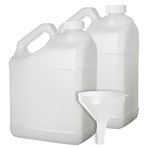Product Cover 2 Pack - 1 Gallon Plastic Bottle - Large Empty F-Style Jug Container with Child Resistant Airtight Lids - for Home and Commercial Use - Food Safe BPA Free - Made in U.S.A.