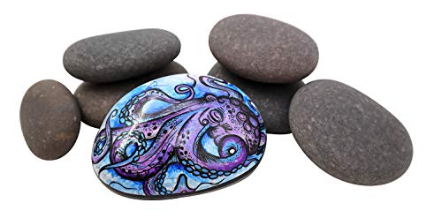 Product Cover Painting Rocks by BasaltCanvas - Size 3 - Kindness Rocks for Painting - Very Smooth Surface - Easy to Paint - 7 Stones Ranging from 4.5 to 5.0 inches