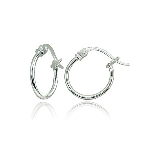 Product Cover Sterling Silver Small High Polished Round Thin Lightweight Unisex Click-Top Hoop Earrings, Choose a Size & Metal