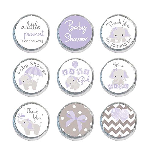 Product Cover Mini Candy Stickers Gray Elephants Set of 324 Labels Tiny 0.75 Inch (Purple)