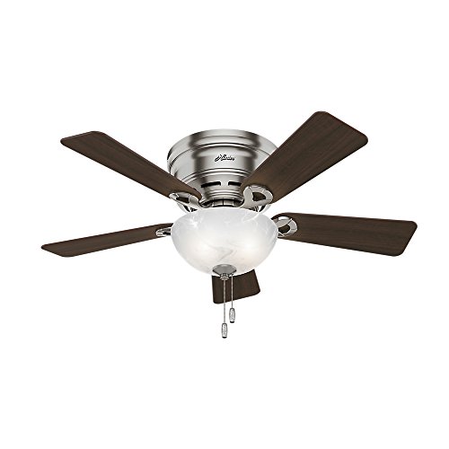 Product Cover Hunter Indoor Low Profile Ceiling Fan with light and pull chain control - Haskell 42 inch, Brushed Nickel, 52139