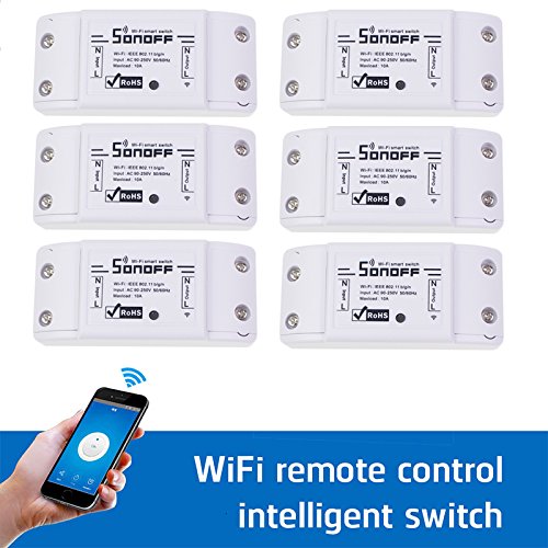 Product Cover Sonoff WiFi Switch Pack of 6 Wireless Remote Control Electrical for Household Appliances Compatible with Alexa DIY Your Home via Iphone Android App