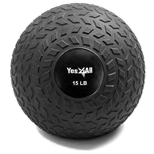 Product Cover Yes4All 15 lbs Slam Ball for Strength and Crossfit Workout - Slam Medicine Ball (15 lbs, Black)