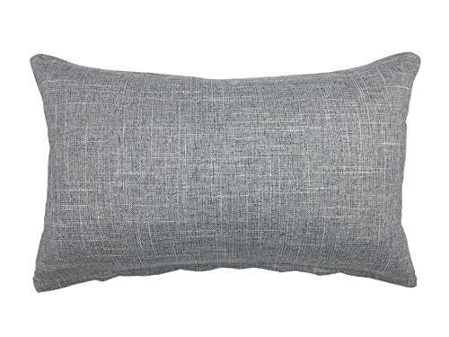Product Cover YOUR SMILE Solid Color Oblong Rectangle Decorative Cotton Linen Throw Pillow Case Cushion Cover Pillowcase for Couch Sofa Bed,12 x 20 Inches,Grey