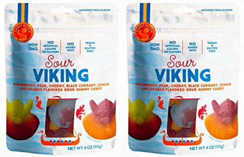 Product Cover Candy People Sour Viking Swedish Gummy Candy Non-GMO Vegan Fruit Flavored Sour Gummies (2 Pack)