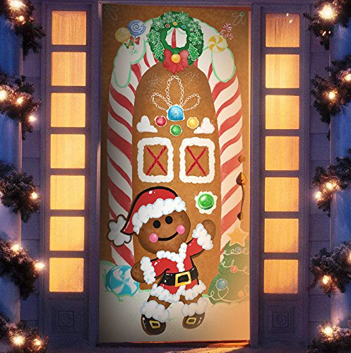 Product Cover Joiedomi Christmas Ginger Bread House Window Door Cover Holiday House Decoration 72X30 Inches