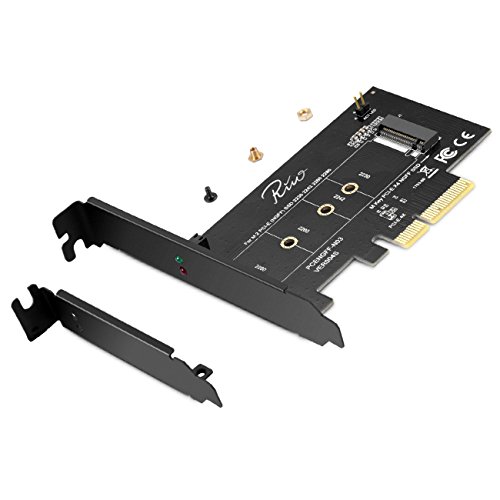 Product Cover Rivo PCI-E Riser PCIe M.2 PCIe SSD to PCIe Express 3.0 x4 Adapter Card - Supports M2 NGFF PCI-e 3.0, 2.0 or 1.0, NVMe or AHCI, M-Key, 2280, 2260, 2242, 2230 Solid State Drives