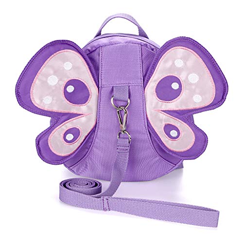 Product Cover Hipiwe Baby Anti-Lost Backpack Butterfly Walking Safety Belt Harness Toddler Reins Strap with Leash (Purple)