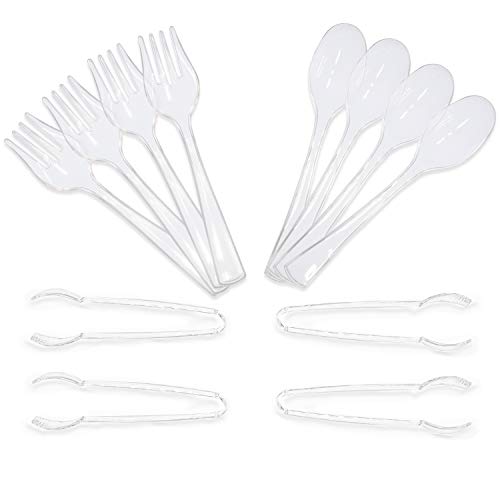 Product Cover Set of 12 Clear Disposable Plastic Serving Utensils - Four 10