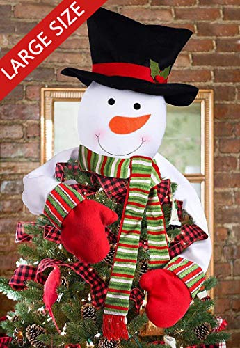 Product Cover luck sea Christmas Tree Topper Snowman Hugger - Xmas/Holiday/Winter Wonderland Party Decoration Ornament Supplies