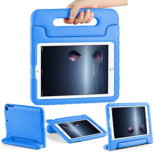 Product Cover CAM-ULATA Case for 9.7 iPad Kids 2018/2017 for iPad Air 1 Air 2 Tablet Kids Shockproof Handle Cover 5th 6th Generation 9.7 inch with Folio Stand Blue