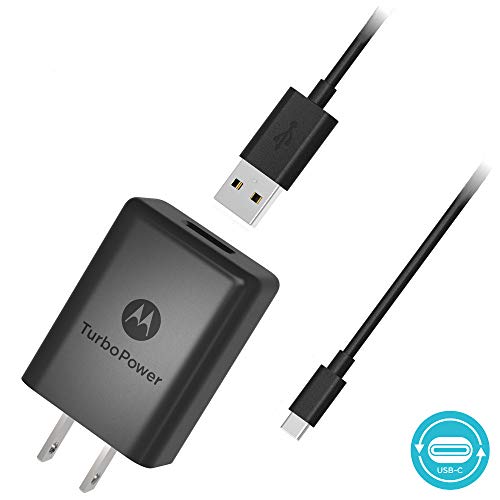 Product Cover Motorola SPN5970A TurboPower 15+ QC3.0 Wall Charger with 3.3 Foot USB-C Cable for Moto X4, Z2 Force/Play, Z3, Z3 Play, Z4, G7, G7 Play, G7 Plus, G7 Power, G6, G6 Plus [Not for G6 Play] (Retail Box)