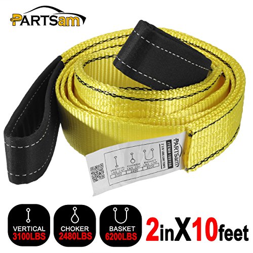 Product Cover Premium Crane Towing Strap 10feet x 2inch Durable 3400Dtex - Heavy Duty Web Sling - Corrosion Resistance Polyester Industrial Flat Eye-Eye Ropes