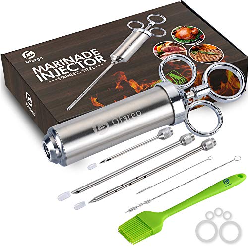 Product Cover Ofargo Stainless Steel Meat Injector Syringe with 3 Marinade Injector Needles for BBQ Grill Smoker, 2-oz Large Capacity, Including Paper User Manual, Recipe E-Book (Download PDF)