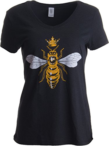 Product Cover Queen Bee | Funny, Cute, Cool Boss Lady Crown Alpha Top, Women's V-Neck T-Shirt
