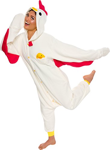 Product Cover Silver Lilly Unisex Adult Pajamas - Plush One Piece Cosplay Chicken Animal Costume