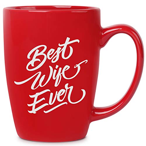 Product Cover Best Wife Ever | 16 oz Red Bistro Coffee Mug | Best Gift Ideas for Wife Women Her | Birthday Christmas Valentines Anniversary Mothers Day | Funny Novelty Unique Present | Mugs Cups Gifts Presents Mugs