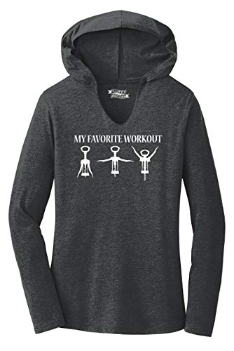 Product Cover Comical Shirt Ladies My Favorite Workout Funny Wine Lover Corkscrew Hoodie Shirt
