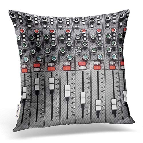 Product Cover Emvency Square 16x16 Inches Decorative Pillowcases music studio pillow mixer sound board Cotton Polyester Decor Throw Pillow Cover With Hidden Zipper For Bedroom Sofa