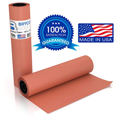 Product Cover Pink Kraft Butcher Paper Roll - 18 Inch x 175 Feet (2100 Inch) - Food Grade FDA Approved - Peach Wrapping Paper for Smoking Meat of All Varieties - Made in USA - Unbleached, Unwaxed and Uncoated