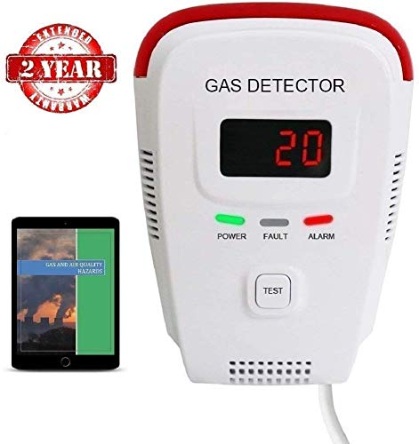 Product Cover Propane / Natural Gas Detector, Home Gas Alarm; Leak Tester, Sensor; Monitor Combustible Gas Level: Methane, Butane, LPG, LNG; Voice / Light Warning & LED Display, Prevent Fire Explosions; eBook
