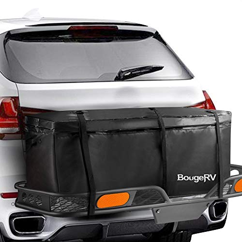 Product Cover BougeRV Hitch Cargo Carrier Bag Waterproof/Rainproof Hitch Mount Cargo Bag for Car Truck SUV Vans Hitch Trays and Hitch Baskets (48'' L x 20'' W x 22'' H)
