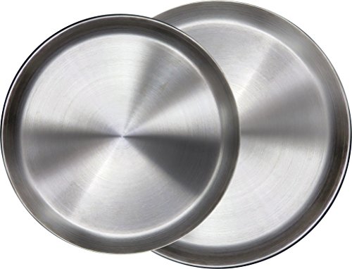 Product Cover Immokaz Matte Polished 14.0 inch 304 Stainless Steel Round Plates Dish, for Dinner Plate, Camping Outdoor Plate, Baby safe, Toddler, Kids, BPA Free (1-Pack) (XL (14.0
