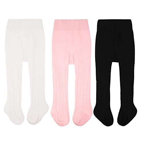 Product Cover CozyWay Baby Girls Tights Cable Knit Leggings Stockings Cotton 3/5 Pack Pantyhose Infants Toddlers 6 months 1t 2t 4t
