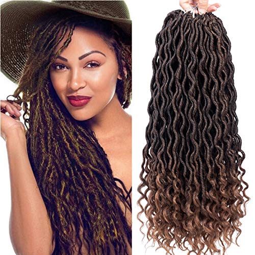 Product Cover Karida 6Pcs/Lot Curly Faux Locs Crochet Hair Deep Wave Braiding Hair With Curly Ends Crochet Goddess Locs Synthetic Braids Hair Extensions (18inch, T1B/30#)