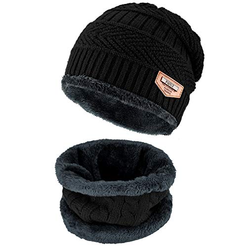 Product Cover BeanieHat Scarf Set Winter Warm Fleece Lined Skull Cap and Scarf for Men Women