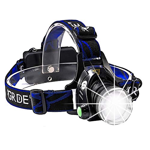 Product Cover GRDE Headlamp, Rechargeable Led Headlamp Headlight Flashlight 3 Modes with Adjustable Thick Head Strap for Camping Hiking Fishing BBQ Repairing Night Walking Morning Running(Purple)