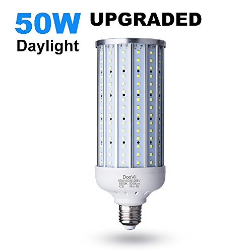 Product Cover LED Garage Light,50 Watt(350W Equivalent) LED Corn Lamp,5000 Lumen 6500K,Daylight White LED Street and Area Light,E26/E27 Medium Base,for Outdoor Factory Warehouse High Bay and More