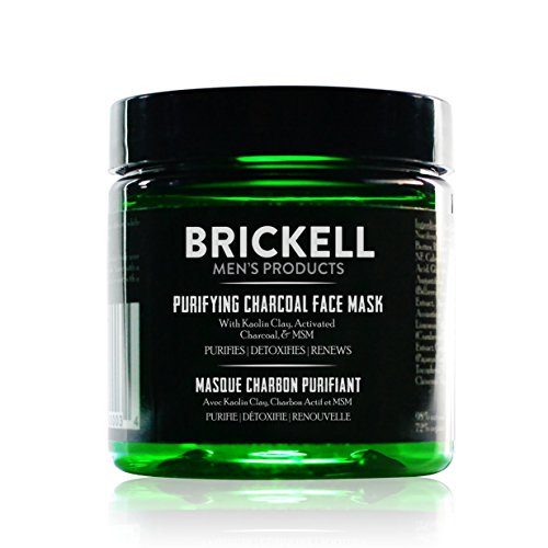 Product Cover Brickell Men's Purifying Charcoal Face Mask, Natural and Organic Activated Charcoal Mask With Detoxifying Kaolin Clay, 4 Ounce, Scented
