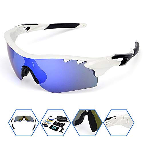 Product Cover SPOSUNE Polarized Sports Sunglasses with 5 Set Interchangeable Lenses Myopia Inner Frame for Men Women RX Inserts Reading Eyewear for Cycling Running Fishing Golf Baseball