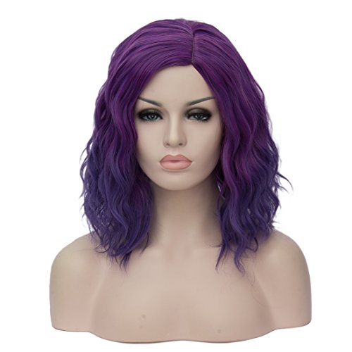 Product Cover Cying Lin Short Bob Wavy Curly Wig Purple Ombre Wig For Women Cosplay Halloween Wigs Heat Resistant Bob Party Wig ...