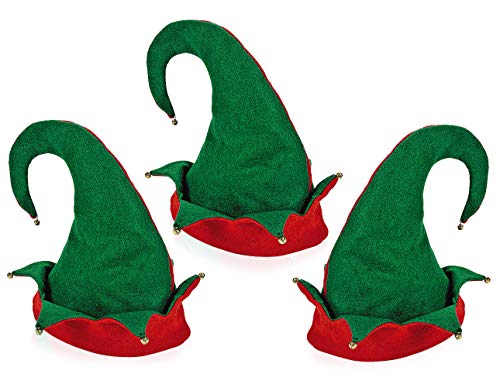 Product Cover 4E's Novelty Set of 3 Christmas Santa Felt Elf Hats, Great Christmas Party Costume