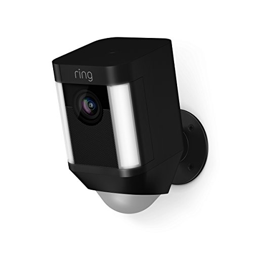 Product Cover Ring Spotlight Cam Battery HD Security Camera with Built Two-Way Talk and a Siren Alarm, Black