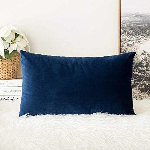 Product Cover Miulee Velvet Soft Soild Decorative Square Throw Pillow Covers Set Cushion Case for Sofa Bedroom Car 12 x 20 Inch 30 x 50 Cm