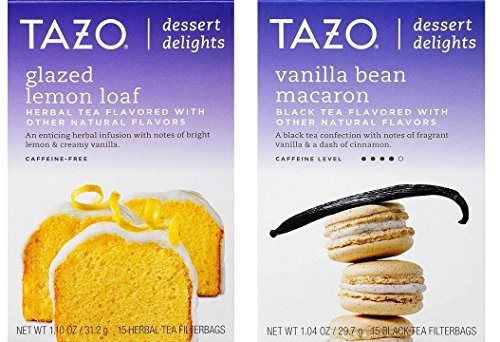 Product Cover Tazo Dessert Inspired Flavored Tea 2 Flavor Variety Bundle, (1) each: Glazed Lemon Loaf and Vanilla Bean Macaron (15 Count)