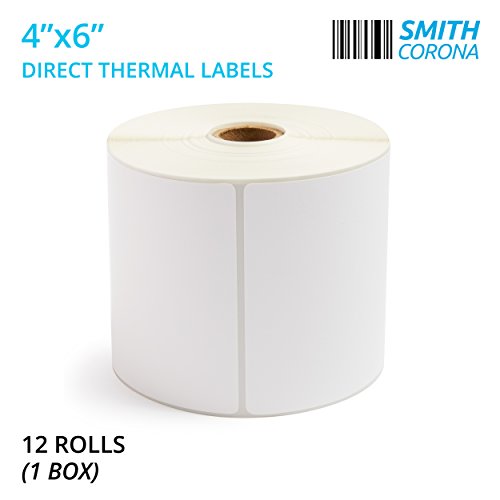 Product Cover Smith Corona - 4'' x 6'' Direct Thermal Labels, 475 Labels Per Roll, 12 Rolls, Made in The USA, 5700 Labels Total, for 1
