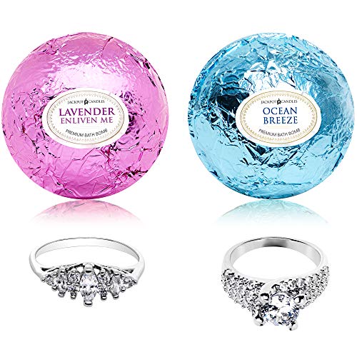 Product Cover Ocean Breeze Lavender Bath Bombs Gift Set of 2 with Size 7 Ring Surprise Inside Each Made in USA