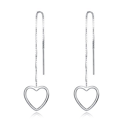Product Cover Earrings Heart Earrings 925 Sterling Silver Earrings for Women by Sterling Silver Chain White