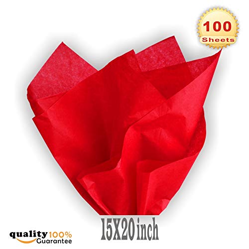 Product Cover PMLAND Premium Quality Gift Wrap Tissue Paper - Red - 15 Inches X 20 Inches 100 Sheets