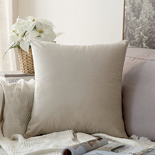 Product Cover MIULEE Velvet Soft Soild Decorative Square Throw Pillow Covers Cushion Case for Sofa Bedroom Car 24 x 24 Inch 60 x 60 cm