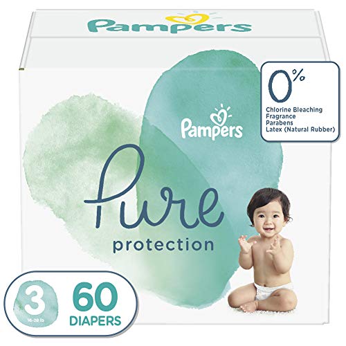 Product Cover Diapers Size 3 (60 Count) - Pampers Pure Disposable Baby Diapers, Hypoallergenic and Unscented Protection, Super Pack