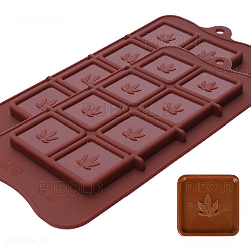 Product Cover Marijuana Leaf Chocolate Bar Silicone Candy Mold Trays, 2 Pack